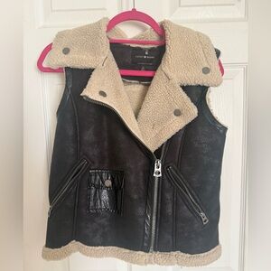 Lucky Brand Black and Cream Shearling Vest